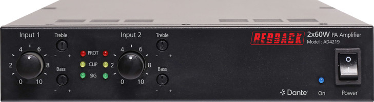 Redback 2 x 60W Public Address (PA) Dante Zone Amplifier