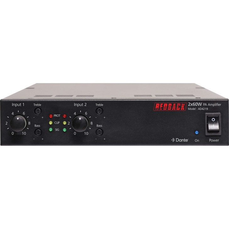 Redback 2 x 60W Public Address (PA) Dante Zone Amplifier