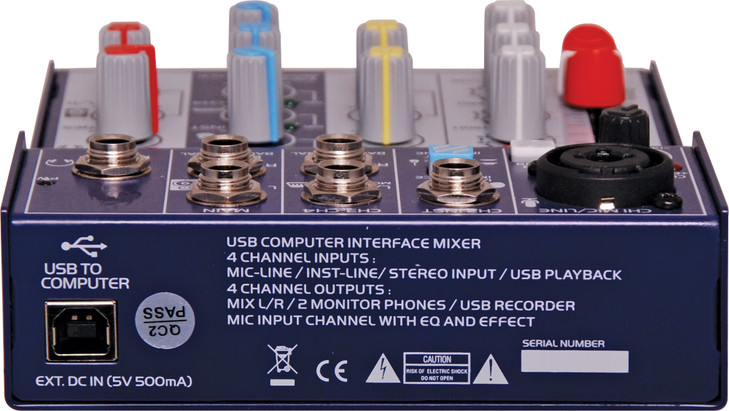 Redback 4 Channel Mixer With USB Output & Effects