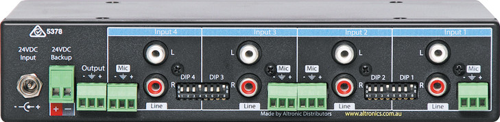 Redback 4 Channel PA Mixer With Bass and Treble