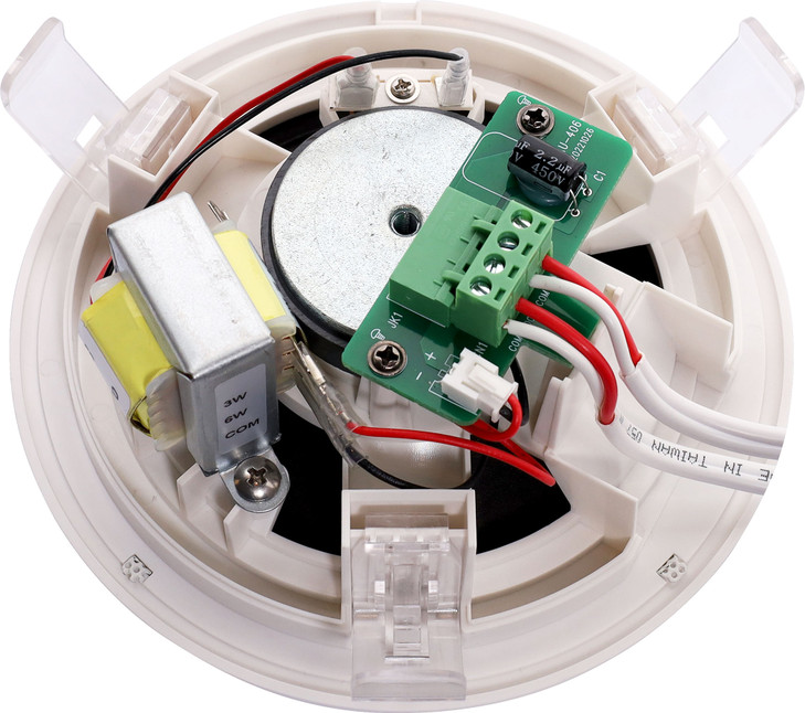 One-Shot 100mm 100V 6W Ceiling EWIS Speaker White Metal Grille (V2)