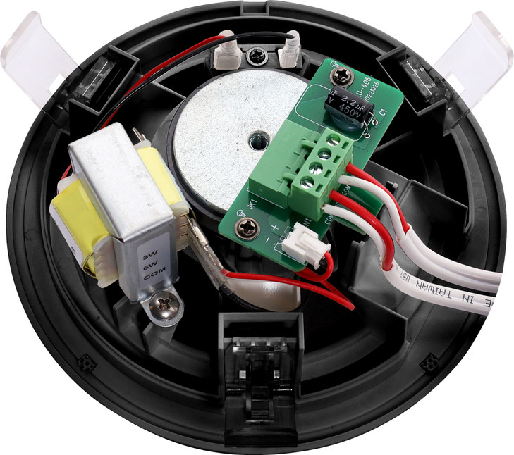 One-Shot 100mm 100V 6W Ceiling EWIS Speaker Black Metal Grille (V2)