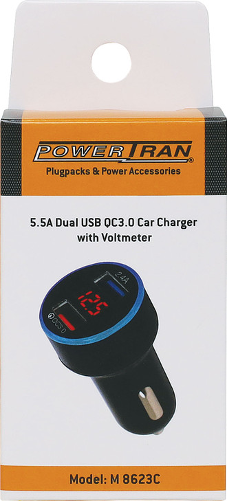 Powertran 5.5A QC3.0 Dual USB Car Charger