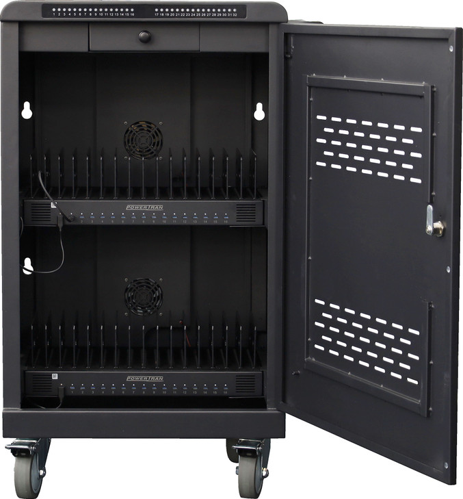 Powertran 32 Port 2000W USB Type-C Charging Cart