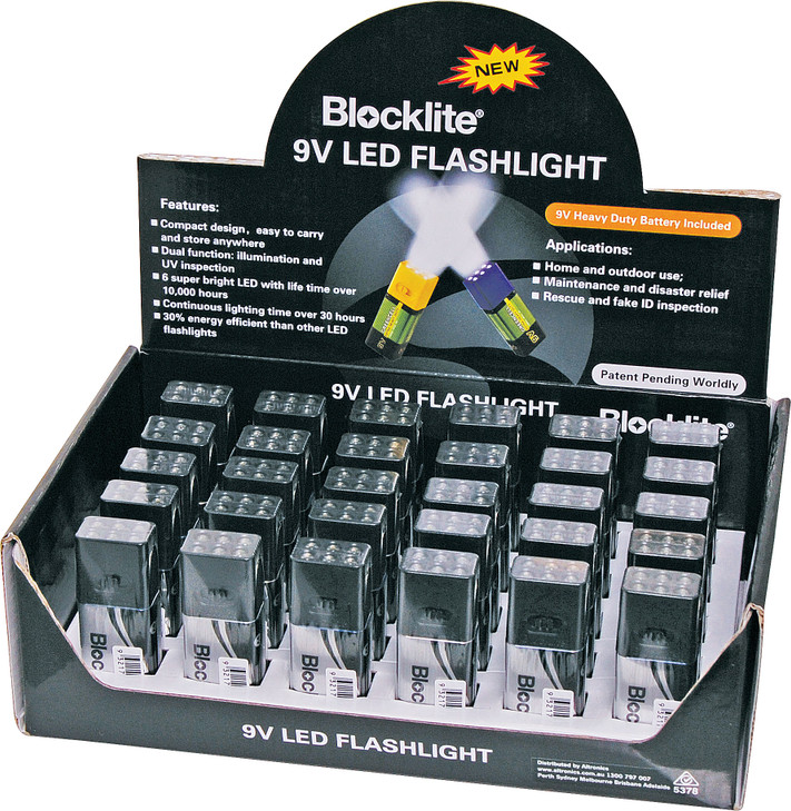 9 Volt Battery Blocklite LED Torch