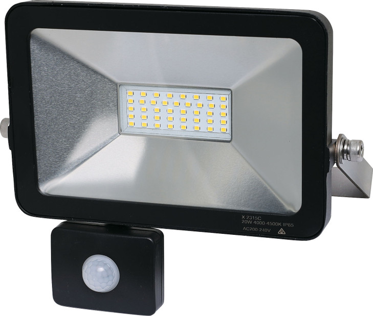 Genlamp 20W 240V AC IP65 Natural White LED Floodlight with Motion Sensor