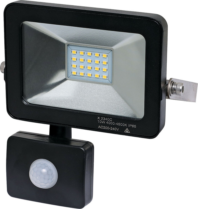 Genlamp 10W 240V AC IP65 Natural White LED Floodlight with Motion Sensor