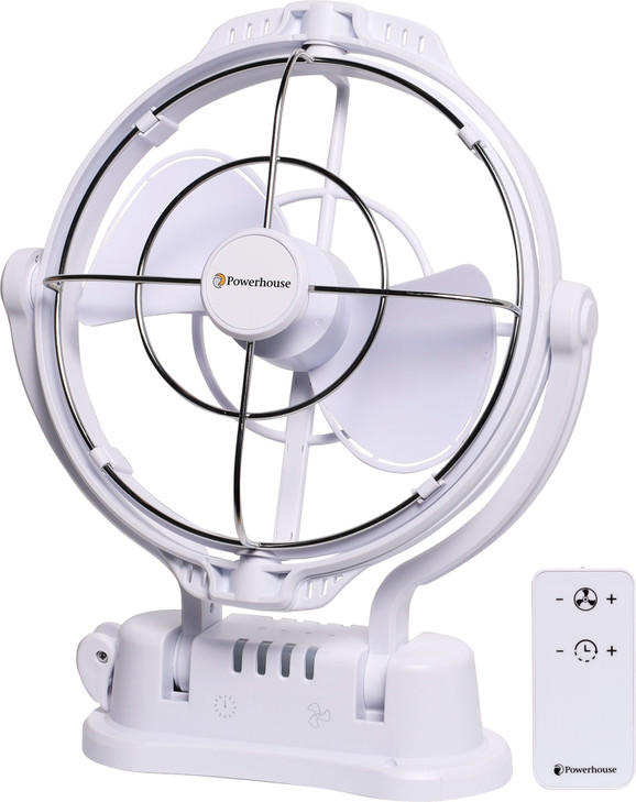 Powerhouse Caravan Fan 360 Degree 12V/24V DC White