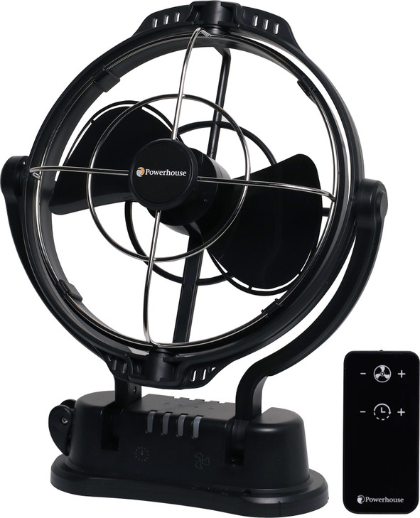 Powerhouse Caravan Fan 360 Degree 12V/24V DC Black