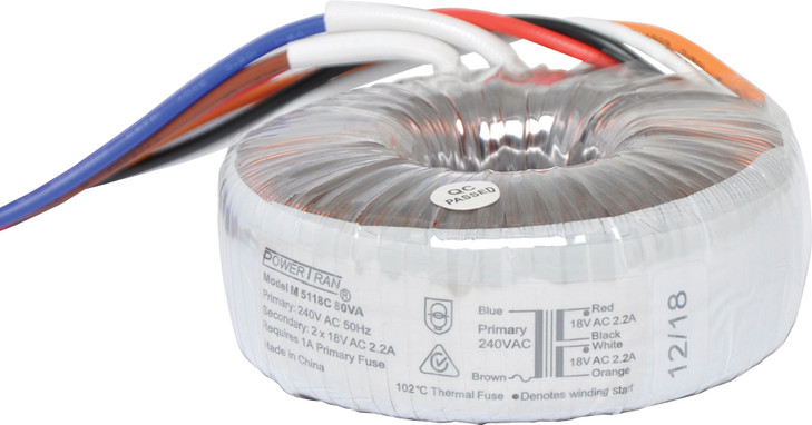 Powertran 18 + 18 80VA Toroidal Transformer