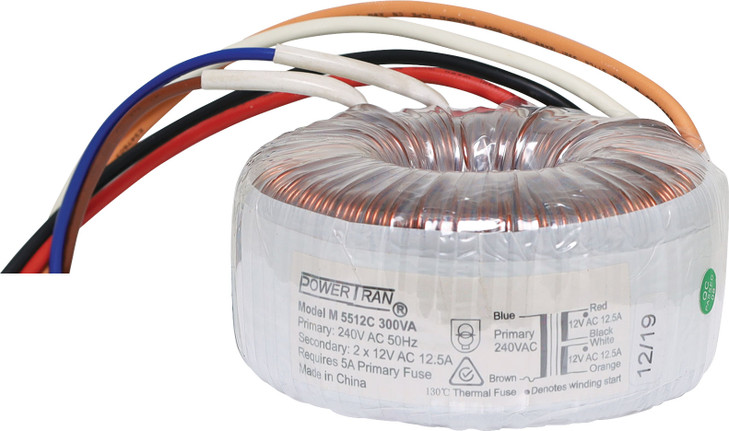 Powertran 12 + 12 300VA Toroidal Transformer
