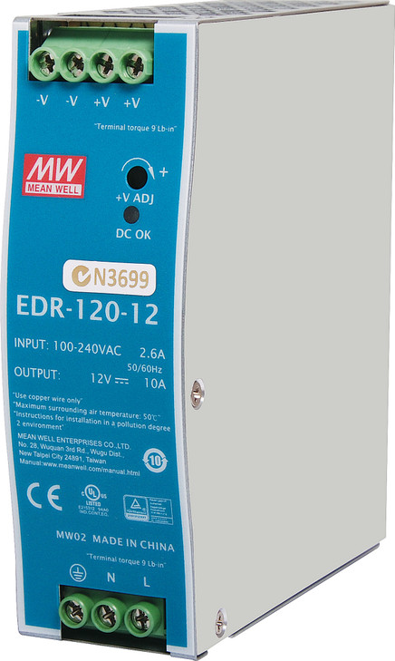 Mean Well EDR-120-12 120W 12VDC 10A DIN Rail Switchmode Power Supply