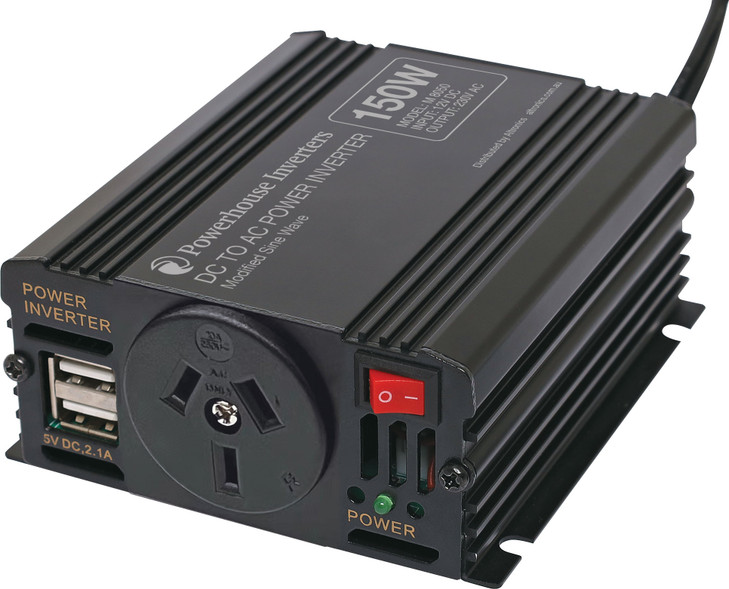 Powerhouse 150W 12V DC To AC Modified Sine Wave Power Inverter