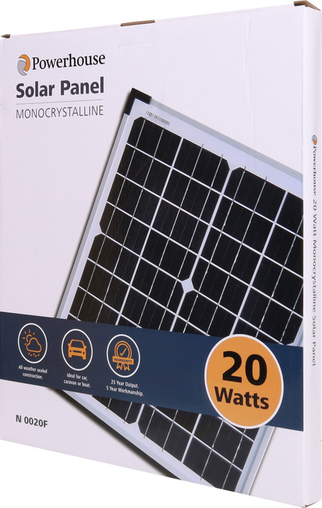 Powerhouse 20W 12V Monocrystalline Solar Panel