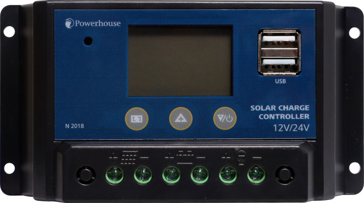 Powerhouse 12/24V 20A PWM Solar Charge Controller With USB