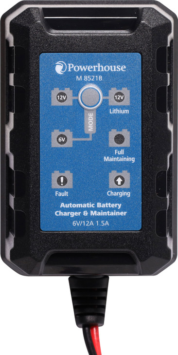 Powerhouse Battery Maintenance Charger 6V/12V 1.5A AGM/Lithium