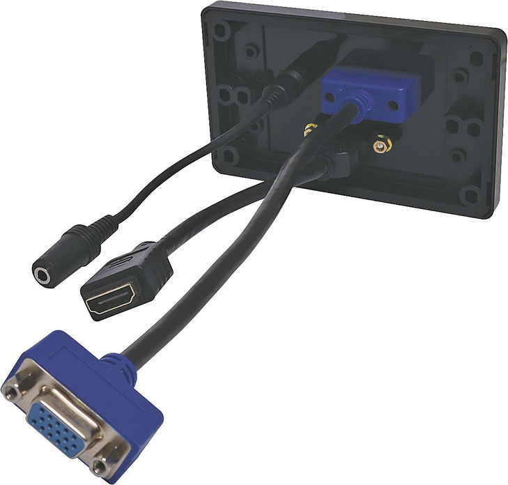 Dynalink VGA 3.5mm HDMI Wallplate Black - Fly Leads