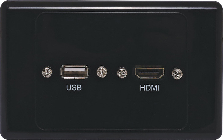 Dynalink HDMI USB A Black Wallplate with Flyleads