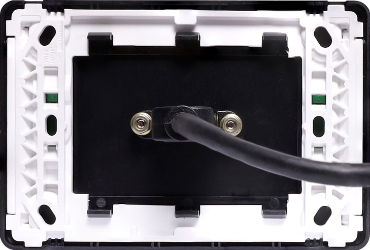 Single HDMI Horizontal Wallplate With Flyleads Black- Clipsal Pro