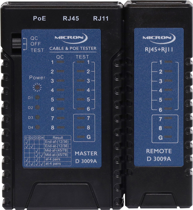 Micron Cable Tester For Networks With PoE Support