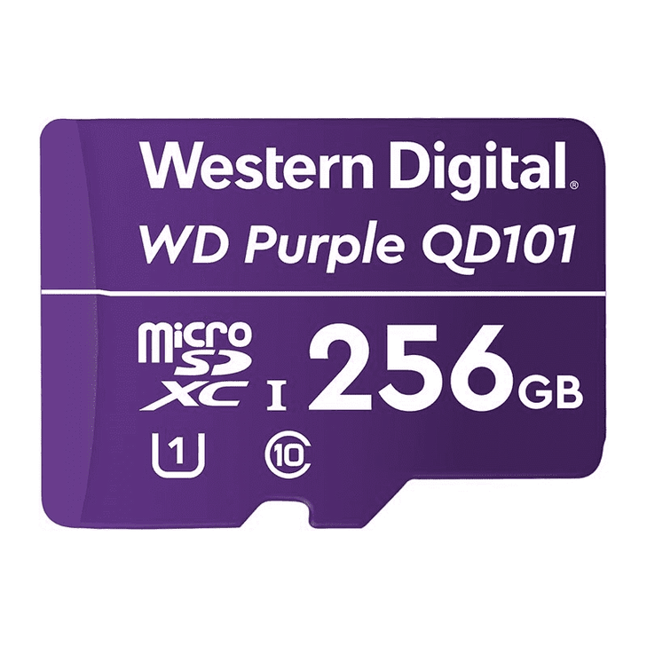 Western Digital WD Purple 256GB MicroSDXC Card 24/7 -25°C to 85°C Weather & Humidity Resistant for Surveillance IP Cameras mDVRs NVR Dash Cams Drones