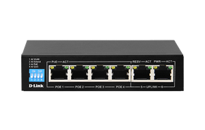 D-LINK 6P GIGABIT POE SWITCH WITH 4 LONG REACH POE PORTS (60W) AND 2 UPLINK PORTS
