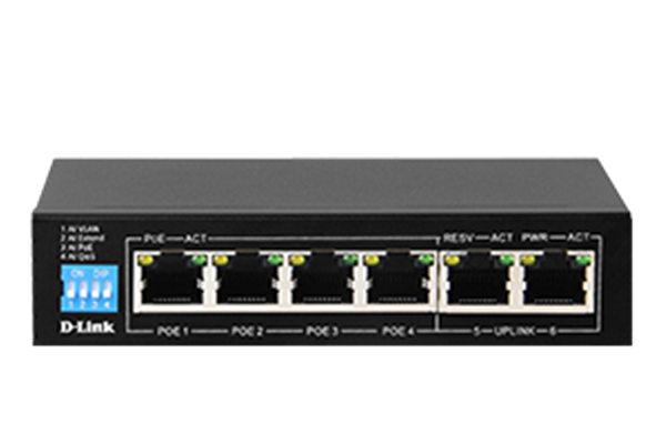 D-LINK 6P 10/100MBPS POE SWITCH WITH 4 LONG REACH POE PORTS (60W )AND 2 UPLINK PORTS