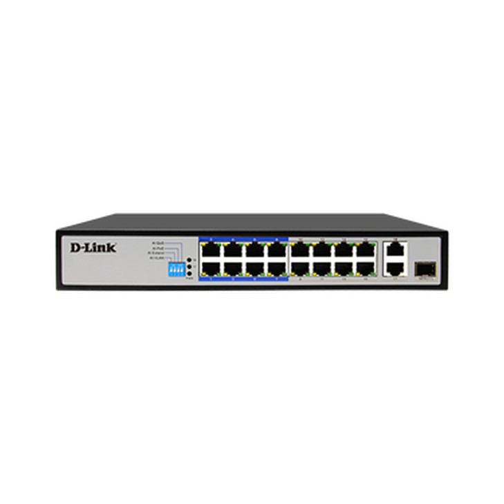 D-LINK 18P POE SWITCH 16 10/100MBPS POE+ PORTS (150W) AND 2 GIGABIT UPLINKS WITH COMBO SFP