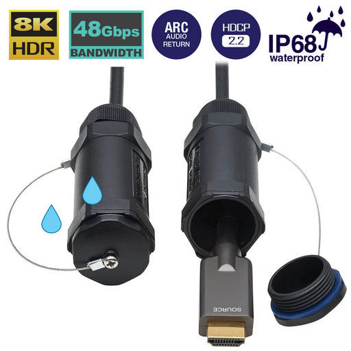 8K HDMI ARMOURED ACTIVE OPTICAL FIBRE CABLES - PRE-INSTALL