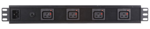 HORIZONTAL POWER RAIL - 4x C19 OUTLETS - IEC-LOCK