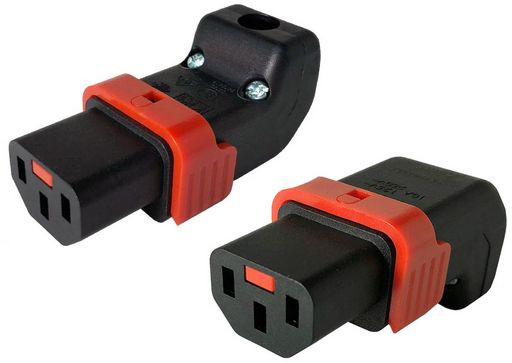 IEC-LOCK C13 INLINE REWIRABLE R/A UP-DOWN