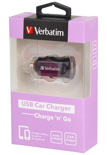 12W USB CAR CHARGER 2.4A - VERBATIM