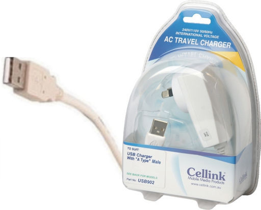 USB AC CHARGER WITH USB-MALE PLUG