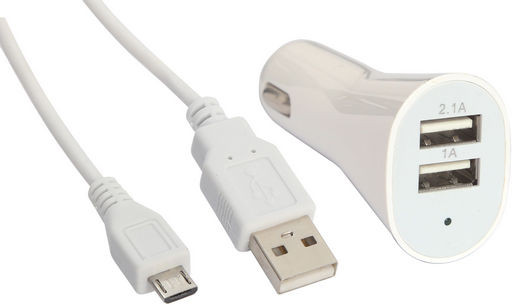 CAR CHARGER DUAL USB & MICRO USB CABLE