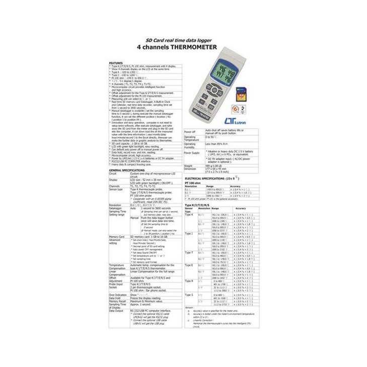 FOUR CHANNEL THERMOMETER LAB GRADE - LUTRON