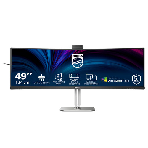 49B2U5900CH DUAL QHD 5120X1440 75HZ CURVED 32:9 W-LED 4MS HDMI/DP/USB-C 100W DOCKING DP-OUT SPEAKERS BUILT-IN 5M WEBCAM SUPPORTS WINDOWS HELLO RJ45/KVM ERGO SMART STAND VESA 4 YRS WARRANTY