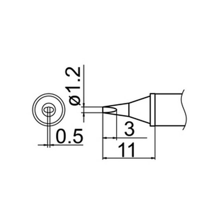 T12-WD12 Hakko Tip 951 – Type Chisel, Size 1.2 x 11mm