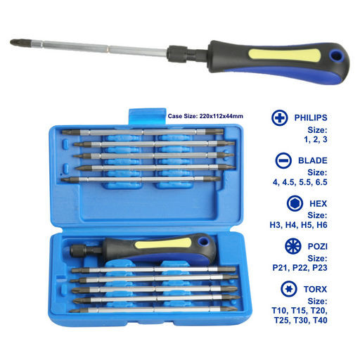 SCREWDRIVER KIT MIXED - PHILIPS HEX TORX