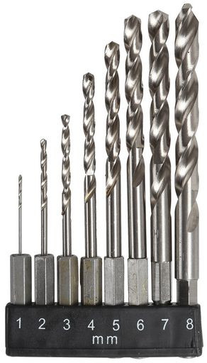 8 PIECE HSS DRILL SET METRIC WITH HEX SHANK
