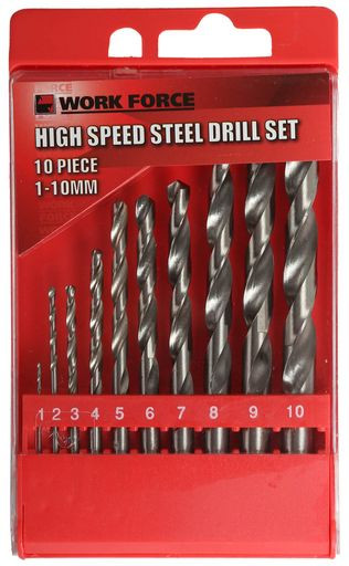 10 PIECE HSS DRILL SET METRIC 1-10MM
