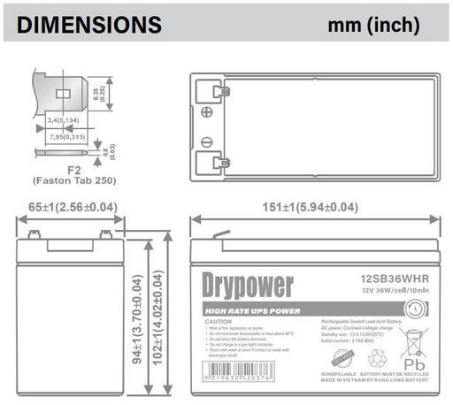 12V 7AH SLA DRYPOWER