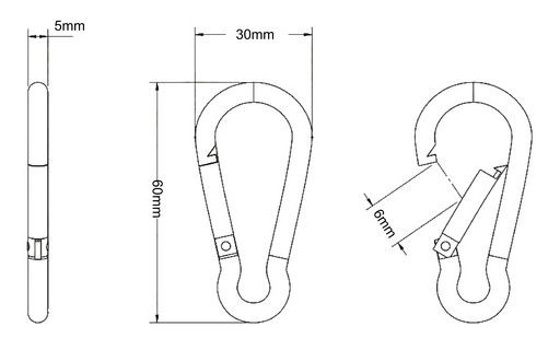 60MM CARABINER SNAP HOOK FOR HIGH BAY LIGHTS