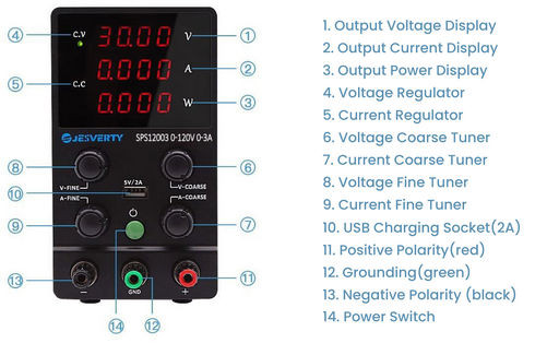 DC POWER SUPPLY LAB 120V 3A