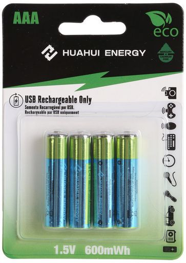 USB RECHARGEABLE AAA BATTERIES 1.5V