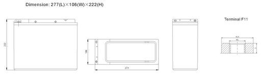 12V 55AH SLA RITAR FRONT TERMINAL