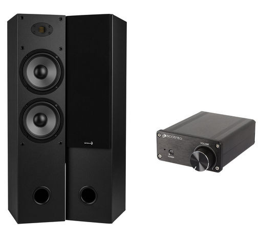 200W COMPACT CLASS D AMPLIFIER & 2 WAY AMT TOWER SPEAKER BUNDLE