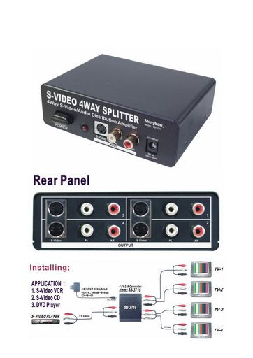 S-VIDEO & AUDIO X4 SPLITTER