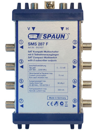 2 IN 8 OUT "F" SATELLITE MULTISWITCH