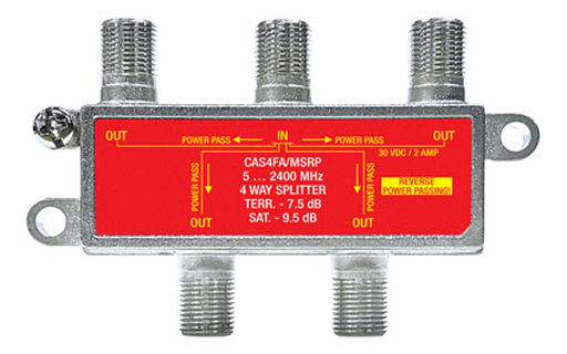 4 WAY F-TYPE SPLITTER REVERSE POWER PASS