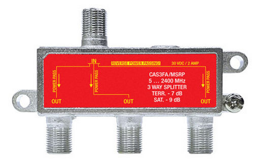 3 WAY F-TYPE SPLITTER REVERSE POWER PASS